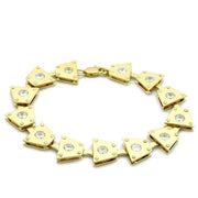 LO2002 - Matte Gold & Gold Brass Bracelet with AAA Grade CZ  in Clear-0