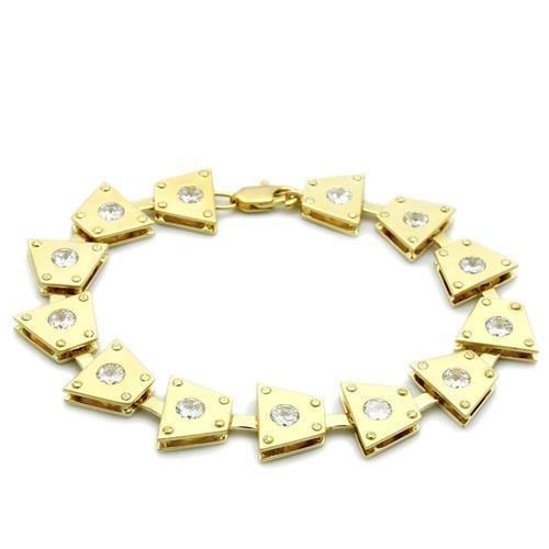 LO2002 - Matte Gold & Gold Brass Bracelet with AAA Grade CZ  in Clear-0