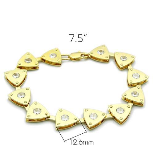 LO2004 - Matte Gold & Gold Brass Bracelet with AAA Grade CZ  in Clear-1