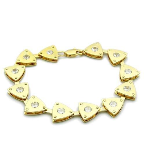 LO2004 - Matte Gold & Gold Brass Bracelet with AAA Grade CZ  in Clear-0