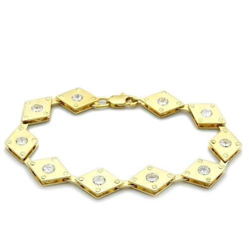 LO2007 - Matte Gold & Gold Brass Bracelet with AAA Grade CZ  in Clear-0