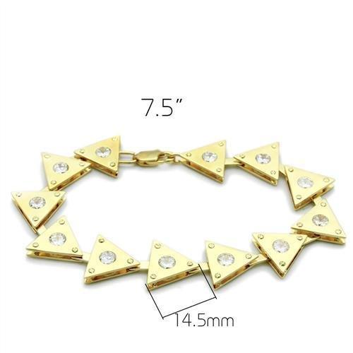 LO2012 - Matte Gold & Gold Brass Bracelet with AAA Grade CZ  in Clear-1