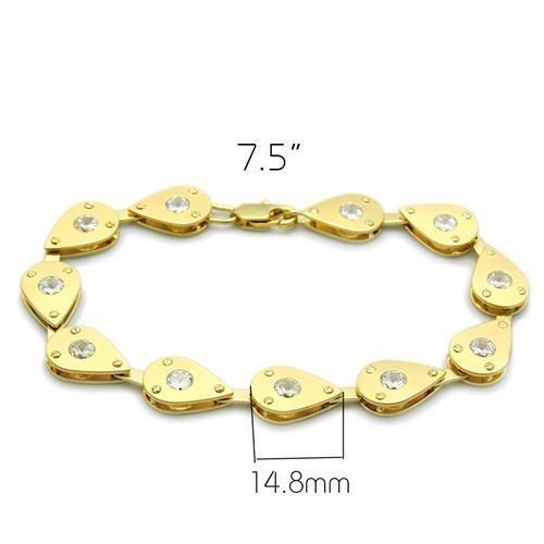 LO2015 - Matte Gold & Gold Brass Bracelet with AAA Grade CZ  in Clear-1