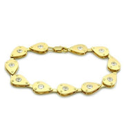 LO2015 - Matte Gold & Gold Brass Bracelet with AAA Grade CZ  in Clear-0