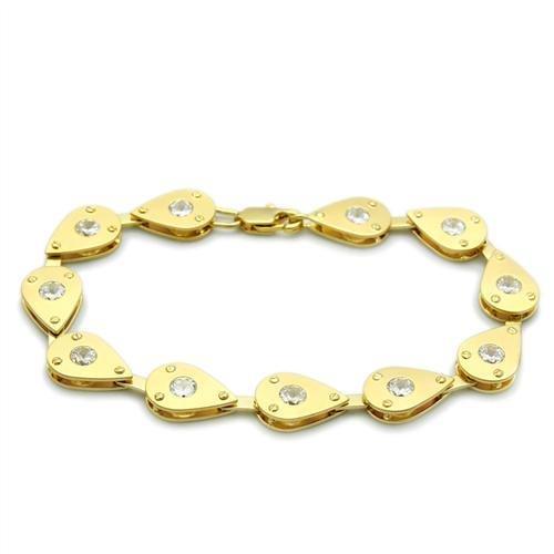 LO2015 - Matte Gold & Gold Brass Bracelet with AAA Grade CZ  in Clear-0