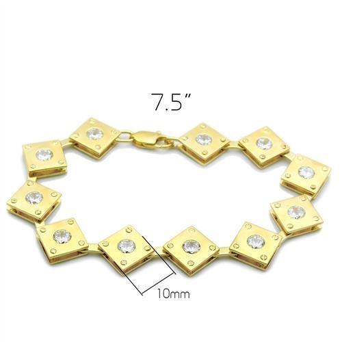 LO2017 - Matte Gold & Gold Brass Bracelet with AAA Grade CZ  in Clear-1