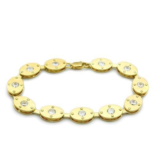 LO2018 - Matte Gold & Gold Brass Bracelet with AAA Grade CZ  in Clear-0