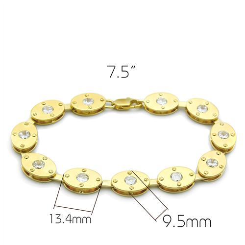 LO2018 - Matte Gold & Gold Brass Bracelet with AAA Grade CZ  in Clear-1