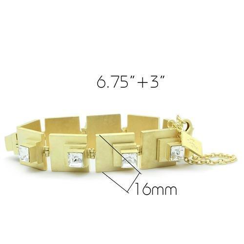 LO2037 - Matte Gold Brass Bracelet with Top Grade Crystal  in Clear-1