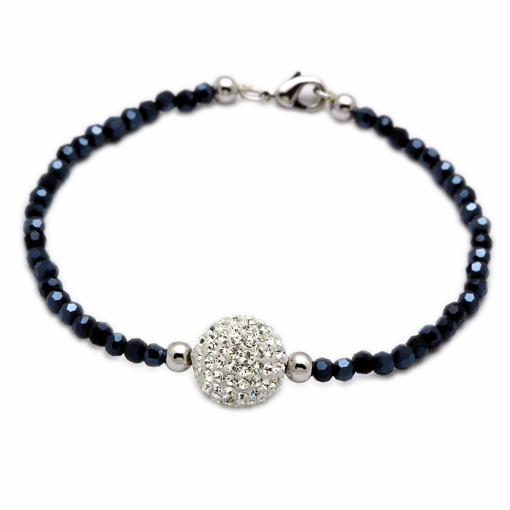 LO2047 - Rhodium Brass Bracelet with Top Grade Crystal  in Clear-0