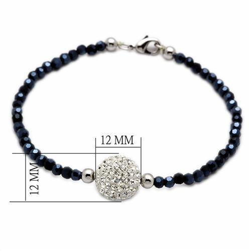 LO2047 - Rhodium Brass Bracelet with Top Grade Crystal  in Clear-1