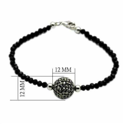 LO2048 - Rhodium + Ruthenium Brass Bracelet with Top Grade Crystal  in Jet-1