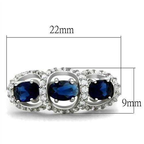 LO2049 - Rhodium Brass Ring with Synthetic Synthetic Glass in Montana-1