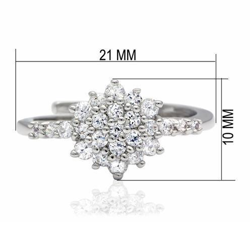 LO2052 - Rhodium Brass Ring with AAA Grade CZ  in Clear-1