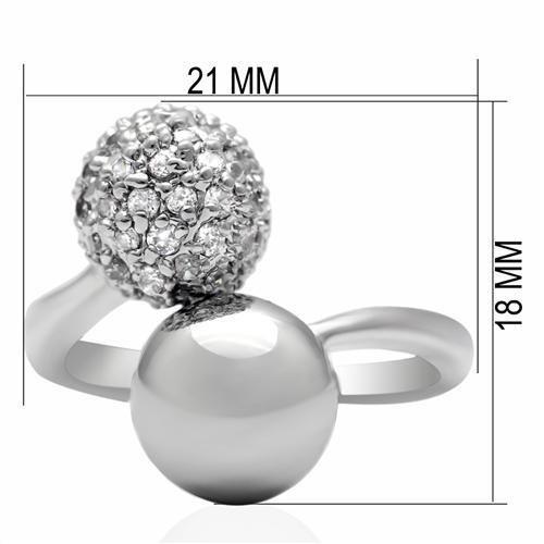LO2059 - Rhodium Brass Ring with AAA Grade CZ  in Clear-1