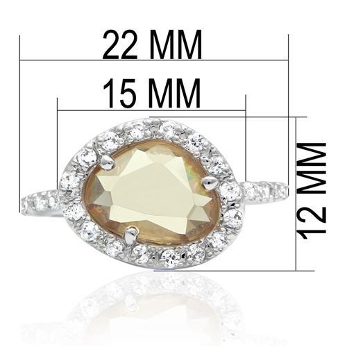 LO2060 - Rhodium Brass Ring with AAA Grade CZ  in Champagne-1