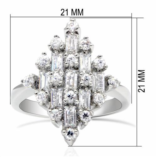 LO2061 - Rhodium Brass Ring with AAA Grade CZ  in Clear-1