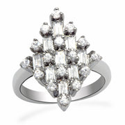 LO2061 - Rhodium Brass Ring with AAA Grade CZ  in Clear-0