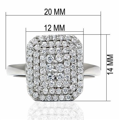 LO2064 - Rhodium Brass Ring with AAA Grade CZ  in Clear-1