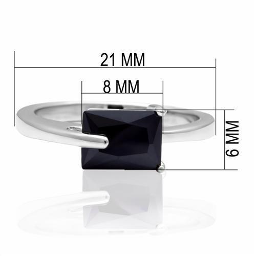 LO2066 - Rhodium Brass Ring with AAA Grade CZ  in Jet-1