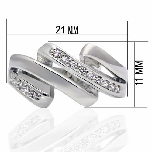 LO2068 - Rhodium Brass Ring with AAA Grade CZ  in Clear-1