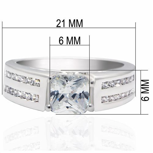 LO2070 - Rhodium Brass Ring with AAA Grade CZ  in Clear-1