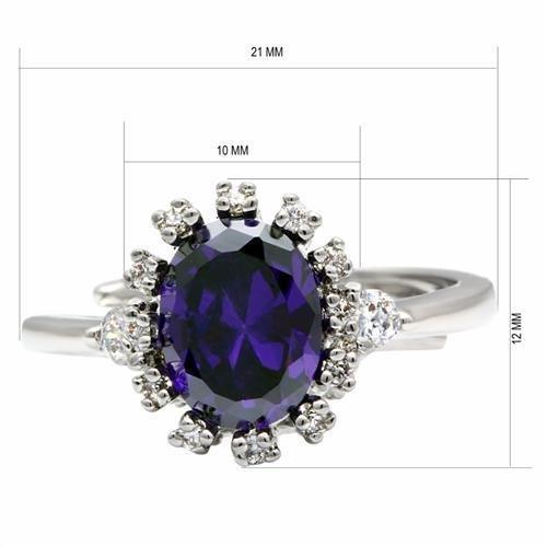 LO2073 - Rhodium Brass Ring with AAA Grade CZ  in Amethyst-1