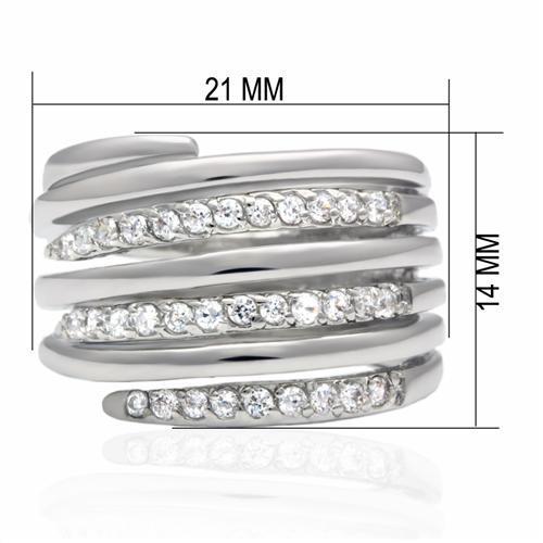 LO2075 - Rhodium Brass Ring with AAA Grade CZ  in Clear-1
