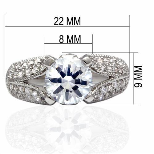 LO2077 - Rhodium Brass Ring with AAA Grade CZ  in Clear-1