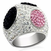 LO2081 - Rhodium + Ruthenium Brass Ring with Top Grade Crystal  in Multi Color-0