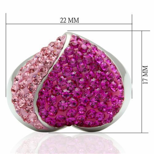 LO2082 - Rhodium Brass Ring with Top Grade Crystal  in Multi Color-1