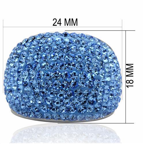 LO2083 - Rhodium Brass Ring with Top Grade Crystal  in Light Sapphire-1