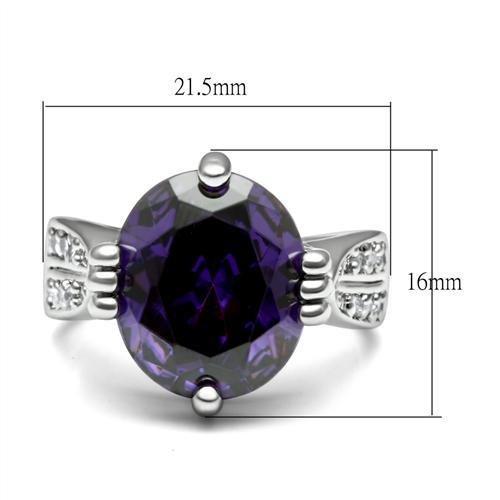 LO2088 - Rhodium Brass Ring with AAA Grade CZ  in Fuchsia-1