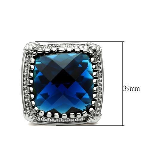 LO2089 - Rhodium Brass Ring with Synthetic Cat Eye in Montana-1