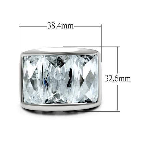 LO2092 - Rhodium Brass Ring with AAA Grade CZ  in Clear-1