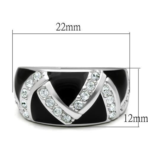 LO2094 - Rhodium Brass Ring with Top Grade Crystal  in Clear-1