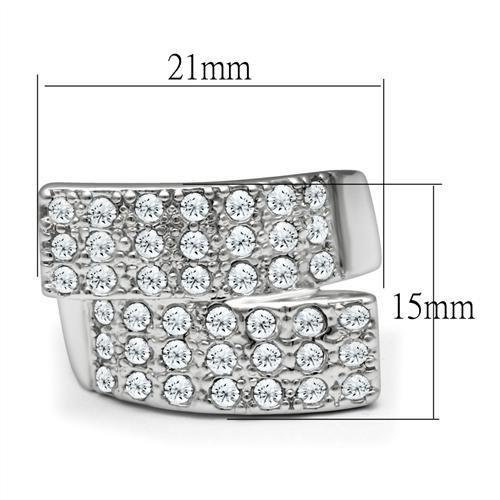 LO2095 - Rhodium Brass Ring with Top Grade Crystal  in Clear-1