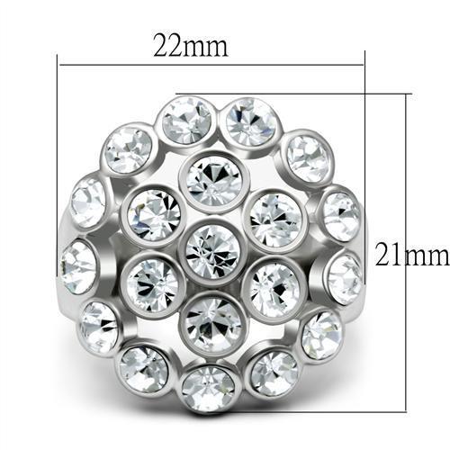 LO2096 - Rhodium Brass Ring with Top Grade Crystal  in Clear-1