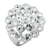 LO2096 - Rhodium Brass Ring with Top Grade Crystal  in Clear-0