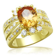 LO2097 - Gold Brass Ring with AAA Grade CZ  in Champagne-0