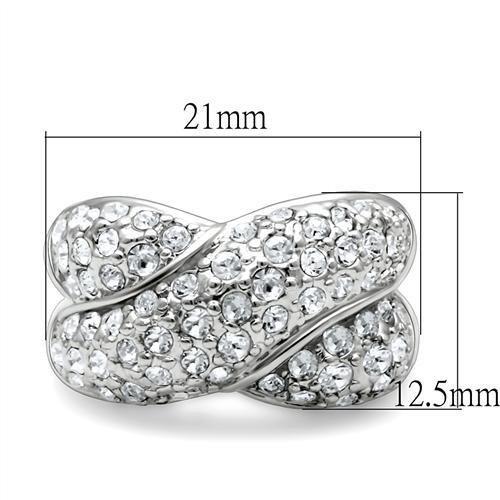 LO2101 - Rhodium Brass Ring with Top Grade Crystal  in Clear-1