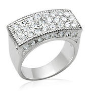 LO2103 - Rhodium Brass Ring with Top Grade Crystal  in Clear-0