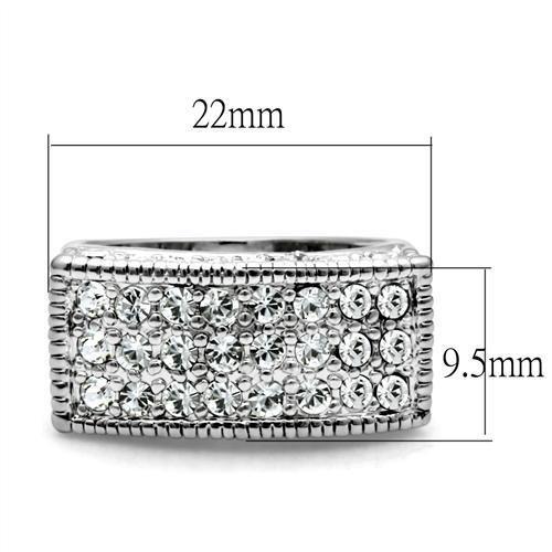 LO2103 - Rhodium Brass Ring with Top Grade Crystal  in Clear-1