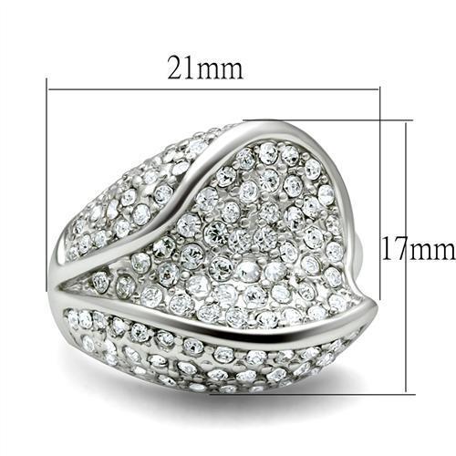 LO2105 - Rhodium Brass Ring with Top Grade Crystal  in Clear-1