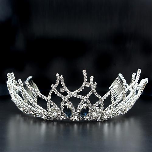 LO2106 - Imitation Rhodium Brass Tiaras & Hair Clip with Top Grade Crystal  in Montana-0