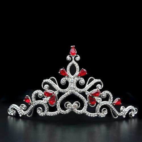 LO2109 - Imitation Rhodium Brass Tiaras & Hair Clip with Top Grade Crystal  in Ruby-0