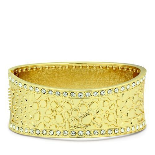 LO2119 - Flash Gold White Metal Bangle with Top Grade Crystal  in Clear-0