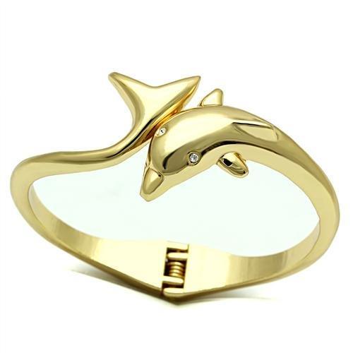 LO2125 - Flash Gold White Metal Bangle with Top Grade Crystal  in Clear-0