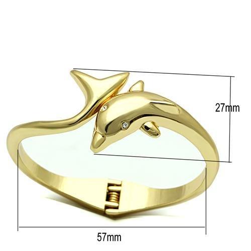 LO2125 - Flash Gold White Metal Bangle with Top Grade Crystal  in Clear-1