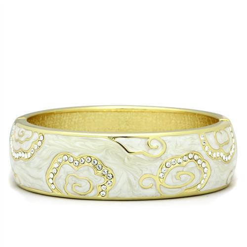 LO2131 - Flash Gold White Metal Bangle with Top Grade Crystal  in Clear-0